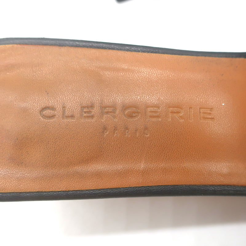 Robert Clergerie Lea Metal-Heel Mules Black Leather Size 41 Open-Toe Sandals