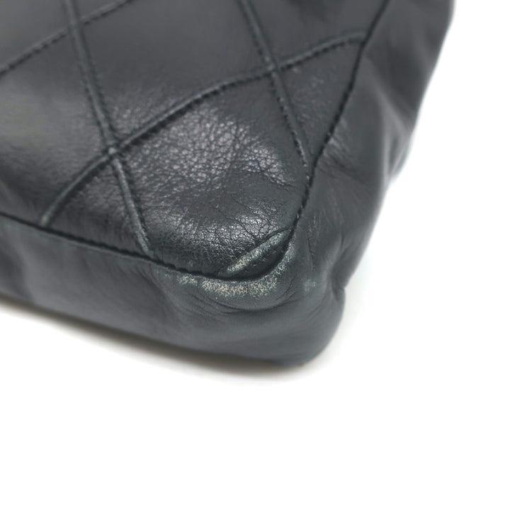 Vintage Chanel CC Turnlock Chain-Trimmed Quilted Mini Belt Bag Black Leather