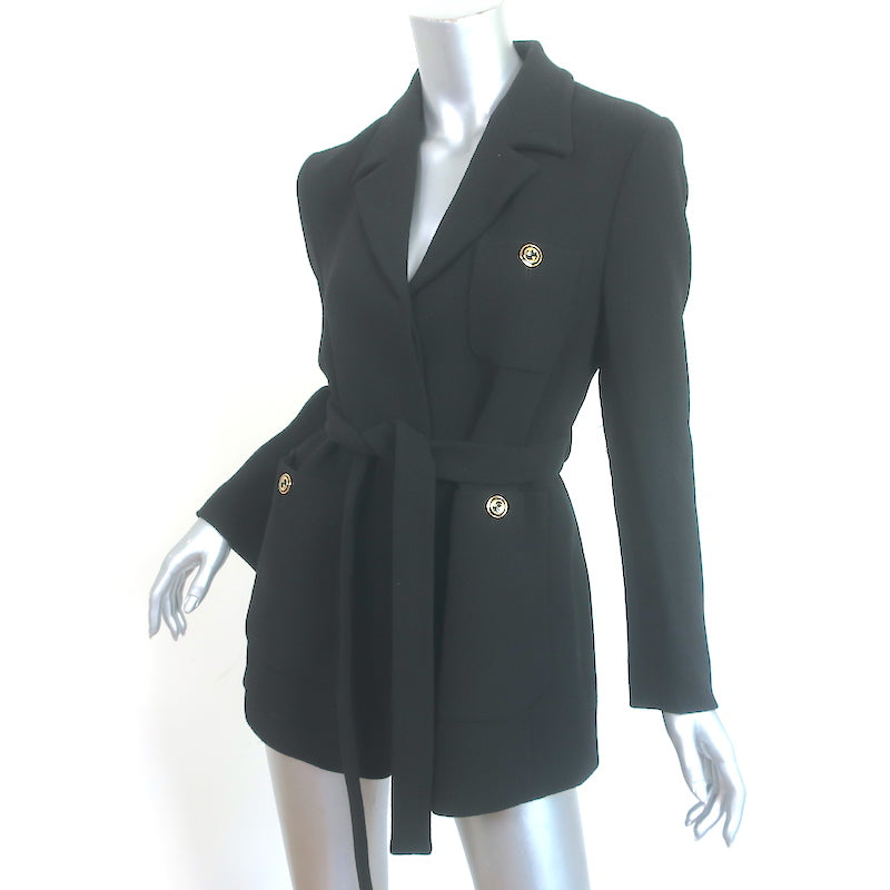 Gucci Belted Jacket Black Wool Crepe Size 44