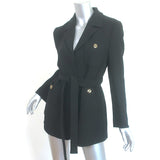 Gucci Belted Jacket Black Wool Crepe Size 44