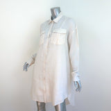 James Perse Military Shirtdress Ecru Linen Size 2 Long Sleeve Mini Dress