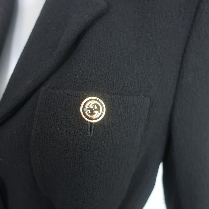 Gucci Belted Jacket Black Wool Crepe Size 44