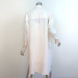 James Perse Military Shirtdress Ecru Linen Size 2 Long Sleeve Mini Dress