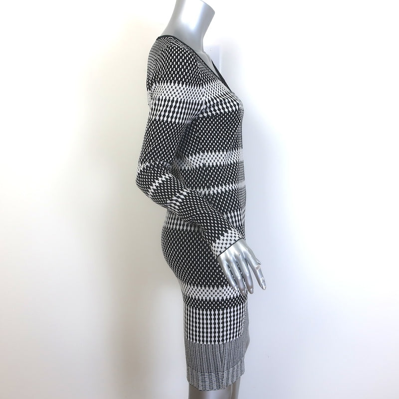 Diane von Furstenberg Klaus Dress Black/White Stretch Knit Size Small NEW