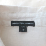 James Perse Military Shirtdress Ecru Linen Size 2 Long Sleeve Mini Dress
