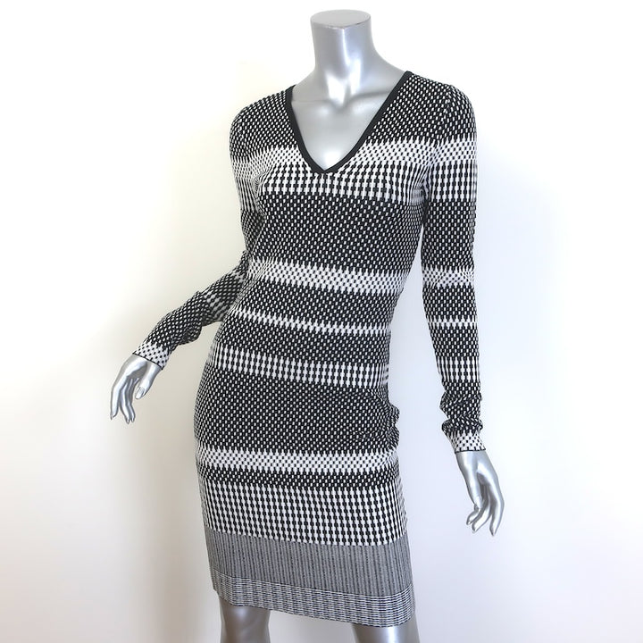 Diane von Furstenberg Klaus Dress Black/White Stretch Knit Size Small NEW