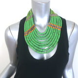 Masha Archer Beaded Collar Necklace Nile Green