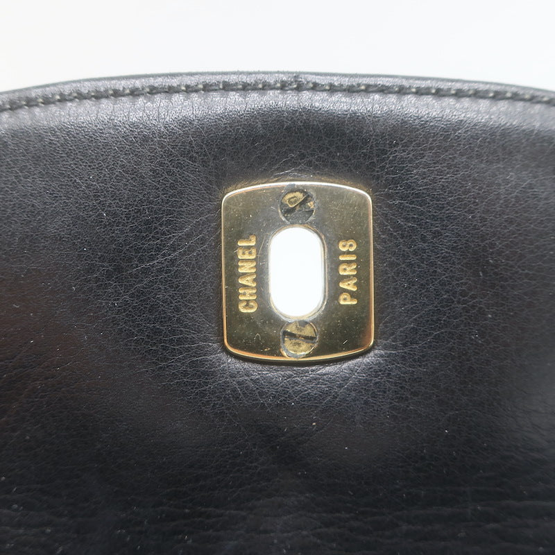 Vintage Chanel CC Turnlock Chain-Trimmed Quilted Mini Belt Bag Black Leather