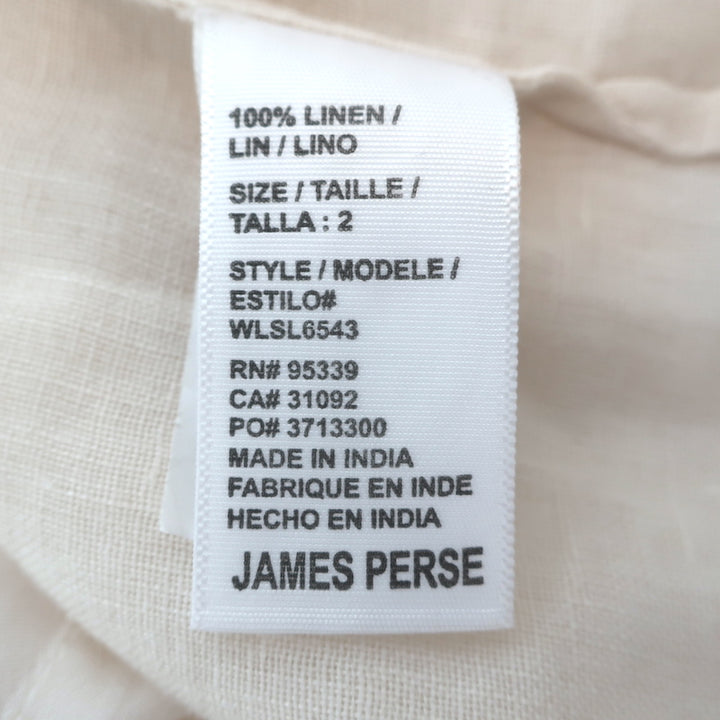 James Perse Military Shirtdress Ecru Linen Size 2 Long Sleeve Mini Dress