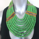 Masha Archer Beaded Collar Necklace Nile Green