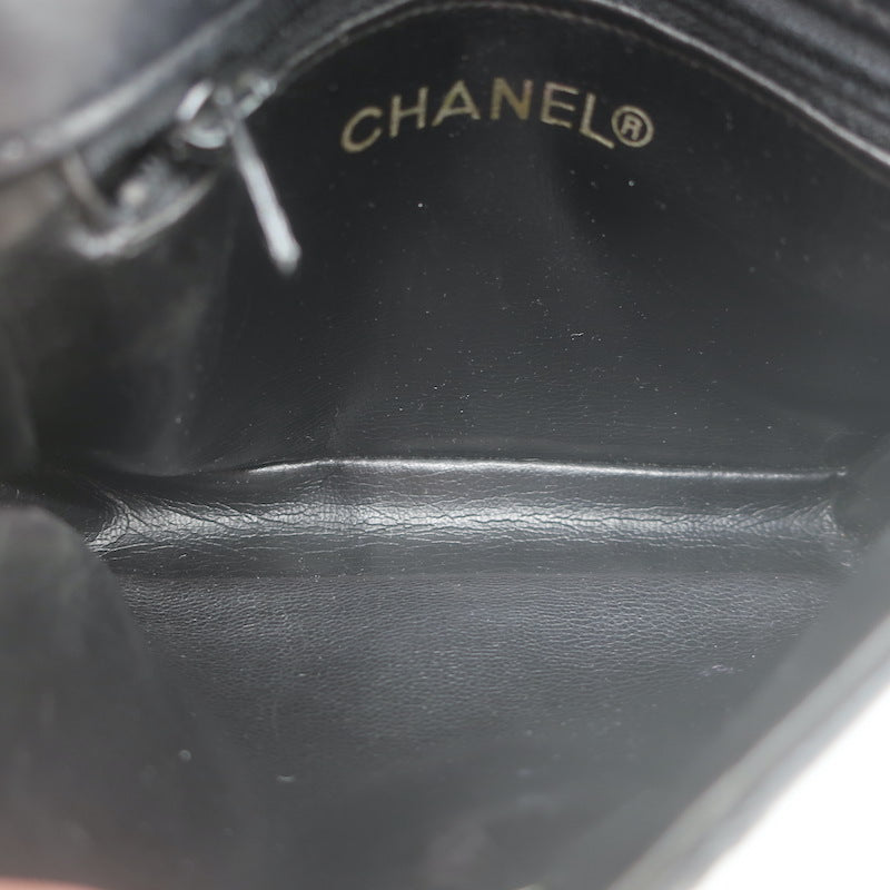 Vintage Chanel CC Turnlock Chain-Trimmed Quilted Mini Belt Bag Black Leather