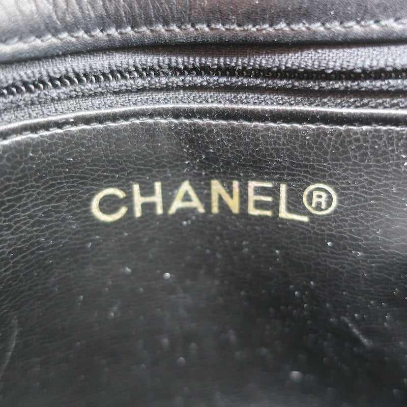 Vintage Chanel CC Turnlock Chain-Trimmed Quilted Mini Belt Bag Black Leather