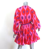 Rhode ruffled mini dress in red and pink ikat cotton, size S — gently worn pre-owned luxury piece