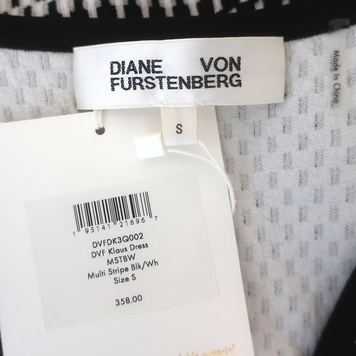 Diane von Furstenberg Klaus Dress Black/White Stretch Knit Size Small NEW