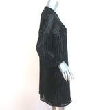 Intropia Long Sleeve Mini Dress Black Lurex Burnout Size 40