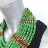 Masha Archer Beaded Collar Necklace Nile Green