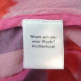 Rhode Ella ruffled mini dress, red-pink ikat cotton, size small — pre-owned, authentic luxury piece