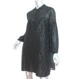 Intropia Long Sleeve Mini Dress Black Lurex Burnout Size 40