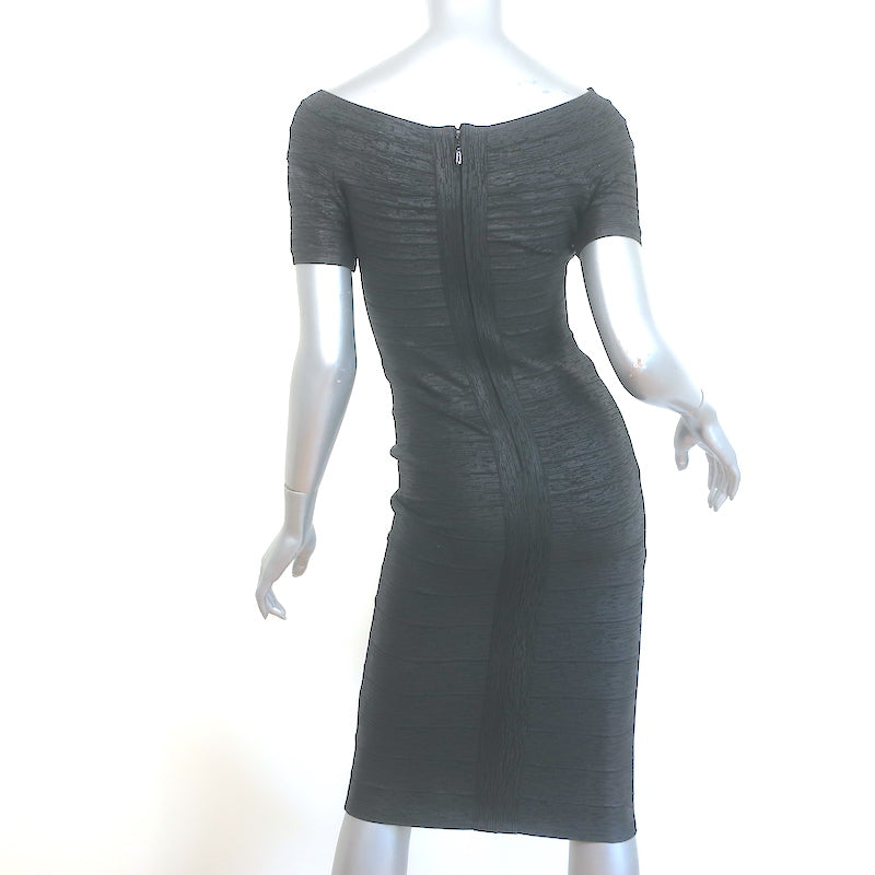 Herve Leger Carmen Off the Shoulder Bandage Dress Metallic Black Size Celebrity Owned Herve Leger Carmen Off the Shoulder Bandage Dress Metallic Black Size Celebrity Owned
