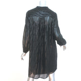 Intropia Long Sleeve Mini Dress Black Lurex Burnout Size 40