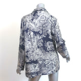Christian Dior Chez Moi Shirt Navy/White Toile de Jouy Silk Twill Size US 6