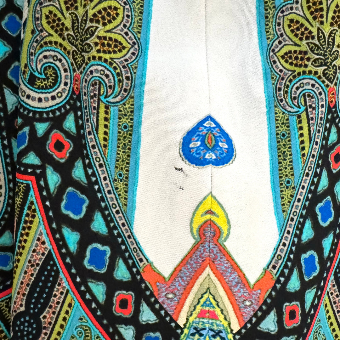 Etro Sleeveless Sheath Dress Black/Multi Paisley Print Stretch Crepe Size 40