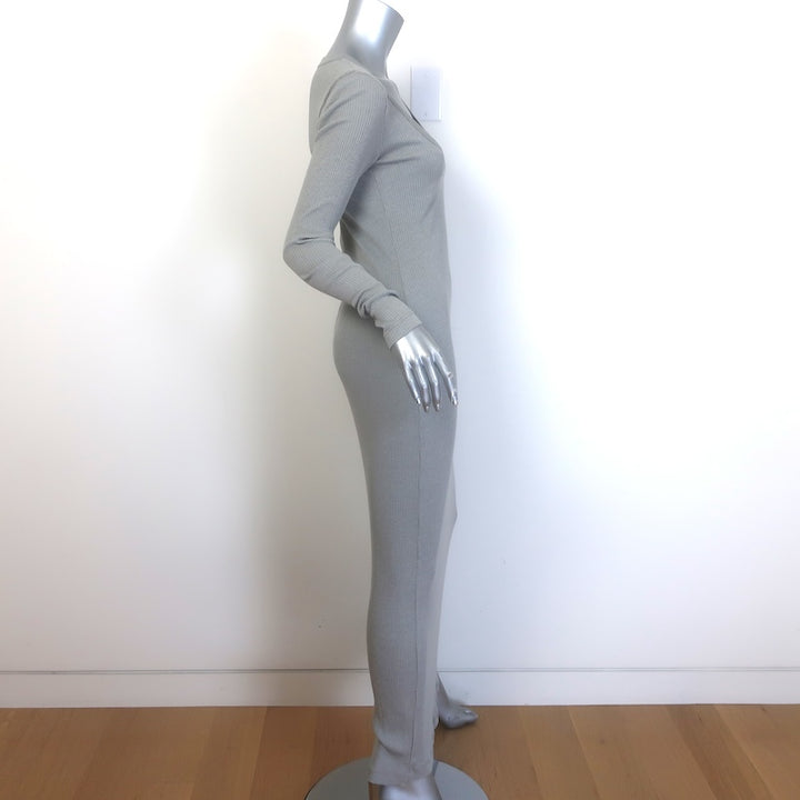 James Perse Ribbed Knit Long Sleeve Maxi Dress Gray Cotton-Blend Size 1 NEW