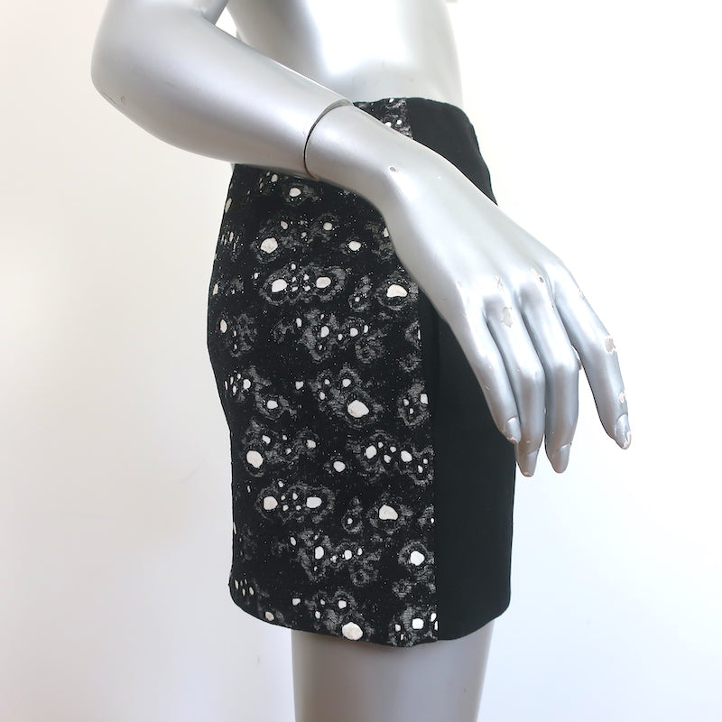 Balenciaga Mini Skirt Black Lace &amp; Canvas Size 36