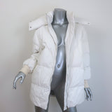 Stella McCartney Kayla Belted Faux Leather Puffer Coat White Size 34