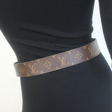 Louis Vuitton LV Initiales 40mm Reversible Belt Brown Monogram Canvas Size 80