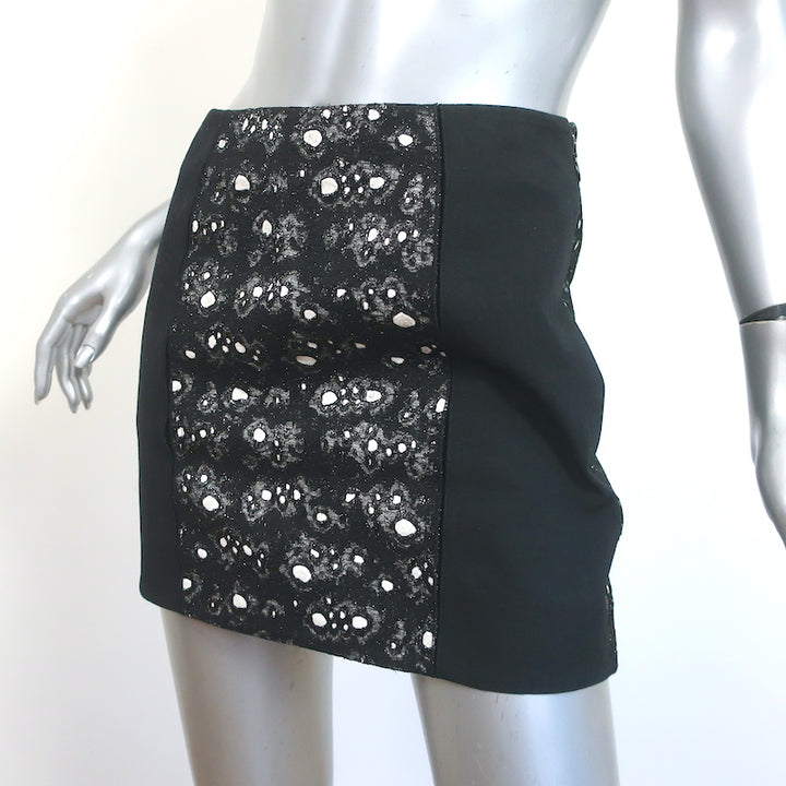 Balenciaga Mini Skirt Black Lace &amp; Canvas Size 36