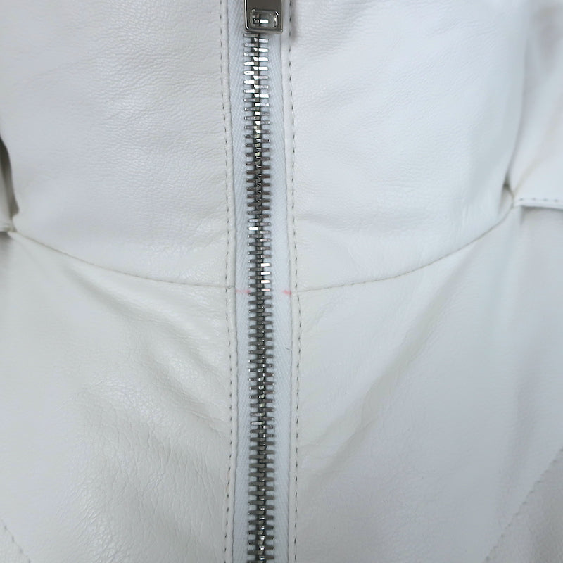 Stella McCartney Kayla Belted Faux Leather Puffer Coat White Size 34
