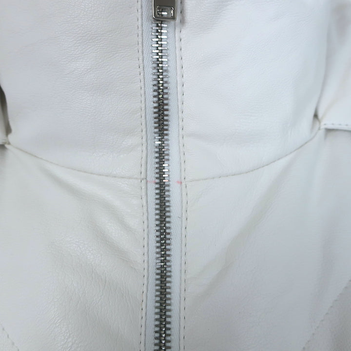 Stella McCartney Kayla Belted Faux Leather Puffer Coat White Size 34
