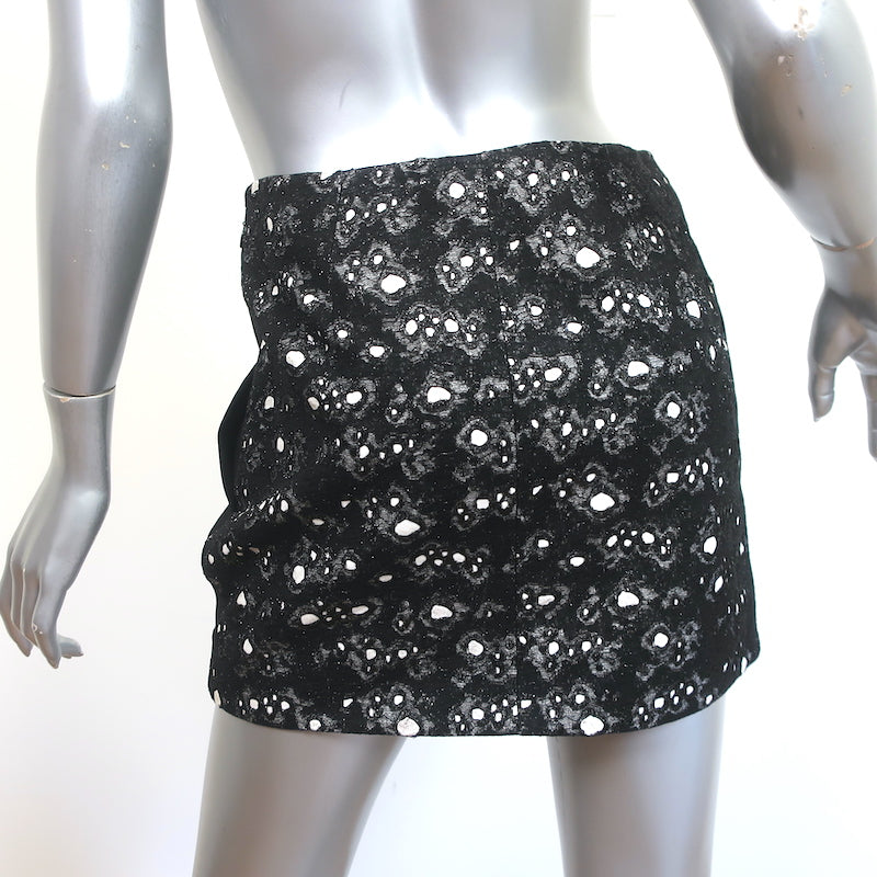 Balenciaga Mini Skirt Black Lace &amp; Canvas Size 36