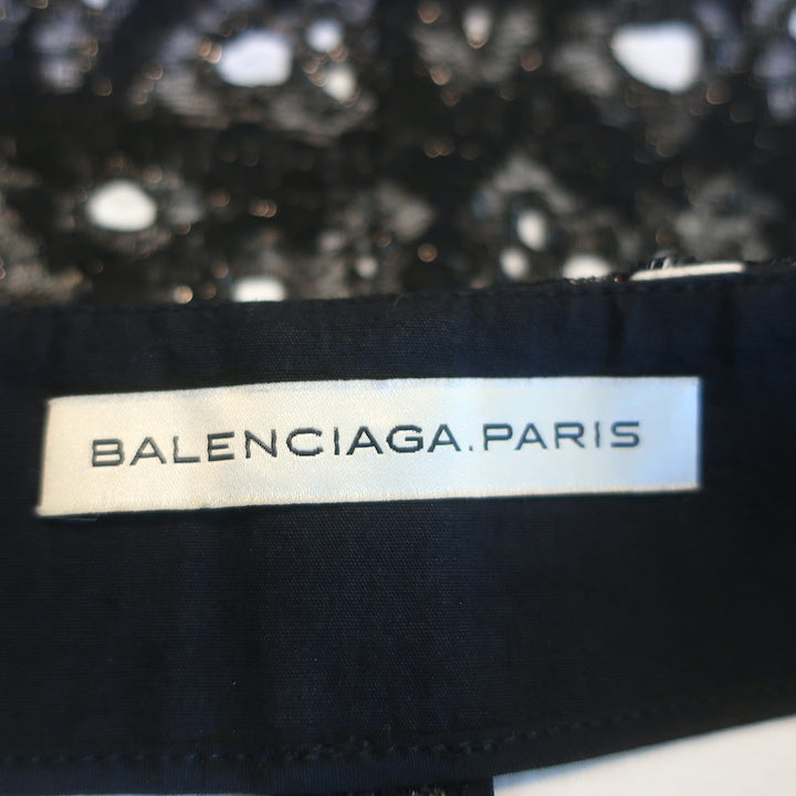 Balenciaga Mini Skirt Black Lace &amp; Canvas Size 36