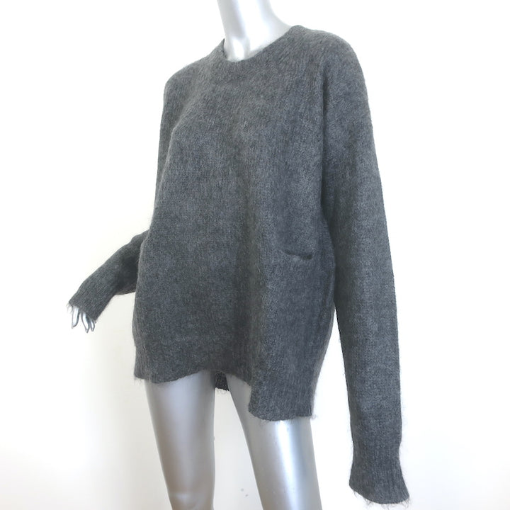 Marni Oversized Button-Back Sweater Dark Gray Mohair-Blend Size 42