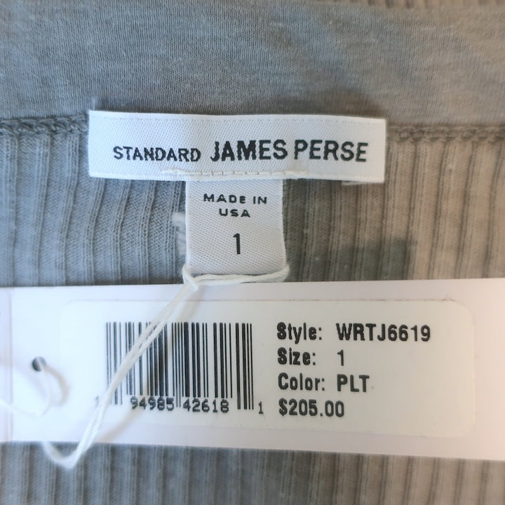 James Perse Ribbed Knit Long Sleeve Maxi Dress Gray Cotton-Blend Size 1 NEW