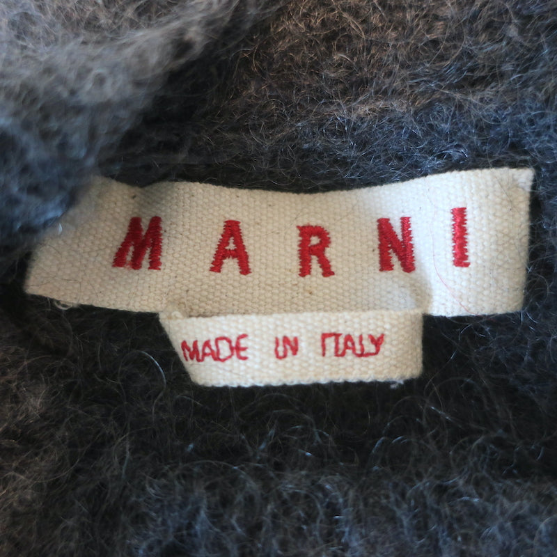 Marni Oversized Button-Back Sweater Dark Gray Mohair-Blend Size 42
