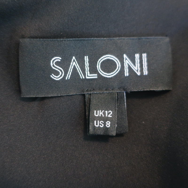 Saloni Kim-B Blouson Sleeve Midi Dress Black Daybreak Print Silk Size US 8
