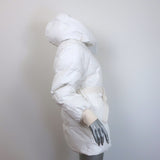 Stella McCartney Kayla Belted Faux Leather Puffer Coat White Size 34