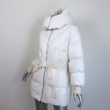 Stella McCartney Kayla Belted Faux Leather Puffer Coat White Size 34