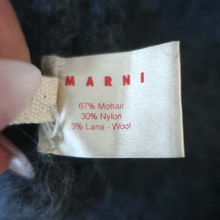 Marni Oversized Button-Back Sweater Dark Gray Mohair-Blend Size 42