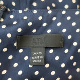 ATM Anthony Thomas Melillo Polka Dot Flounce Mini Dress Navy Silk Size Medium