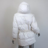Stella McCartney Kayla Belted Faux Leather Puffer Coat White Size 34