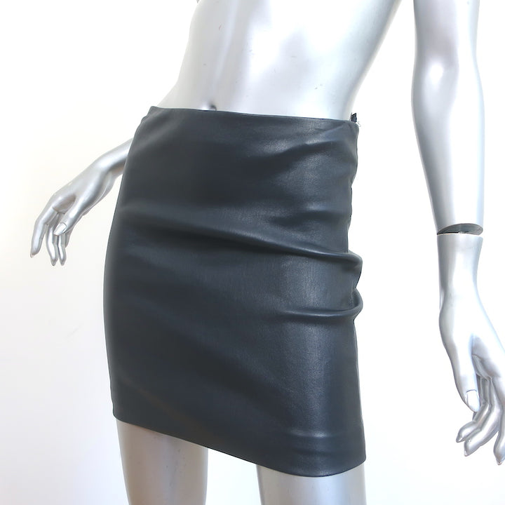 The Row Loattan Leather Mini Skirt Navy Size 2