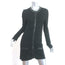 Balenciaga Button-Front Dress Black Leather-Trim Jersey Size 40 Long Sleeve Mini