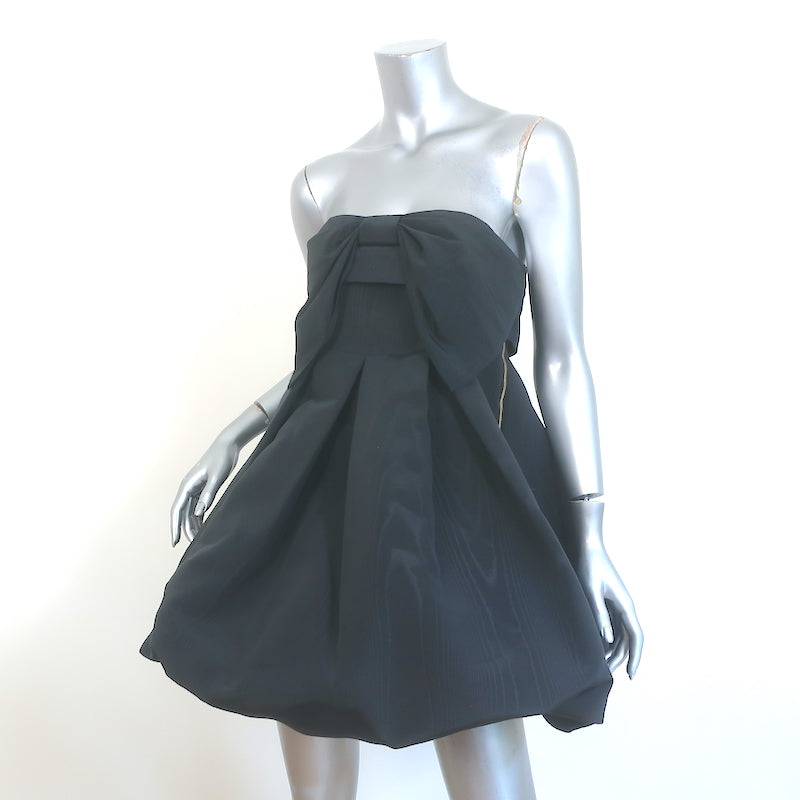 LoveShackFancy Kerrigan Strapless Bow Mini Dress Black Taffeta Size 4 NEW