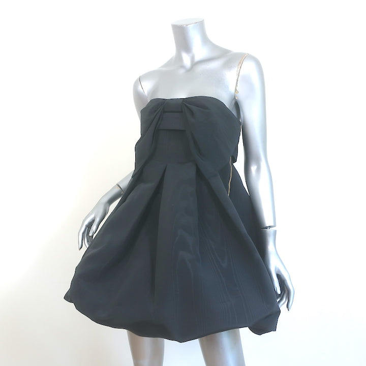 LoveShackFancy Kerrigan Strapless Bow Mini Dress Black Taffeta Size 4 NEW