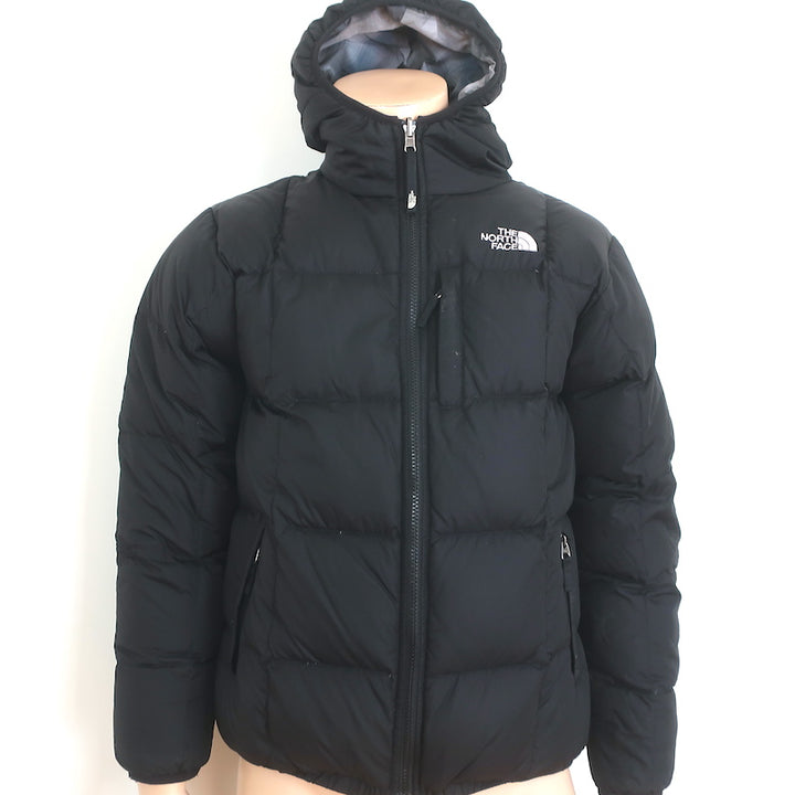 The North Face Boys 550 Reversible Down Jacket Plaid &amp; Black Size Extra Large