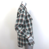 Nili Lotan Plaid Flannel Shirt Gray/Cream Cotton Size Large Long Sleeve Top